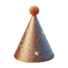 Glitter party hat isolated on transparent background