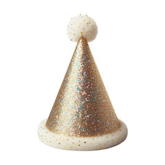 Glitter party hat isolated on transparent background