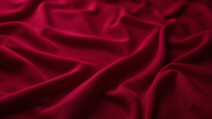 Fototapeta premium Luxurious abstract background featuring rich red silk fabric, elegantly draped to create soft folds and smooth textures, evoking sense of warmth and sophistication