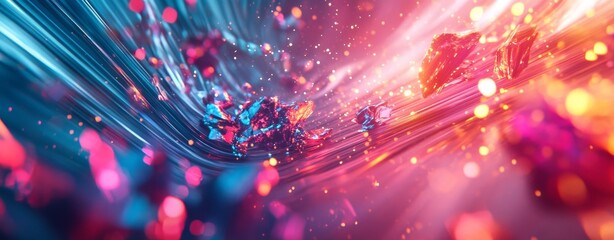 Abstract digital art piece colorful futuristic design background led light