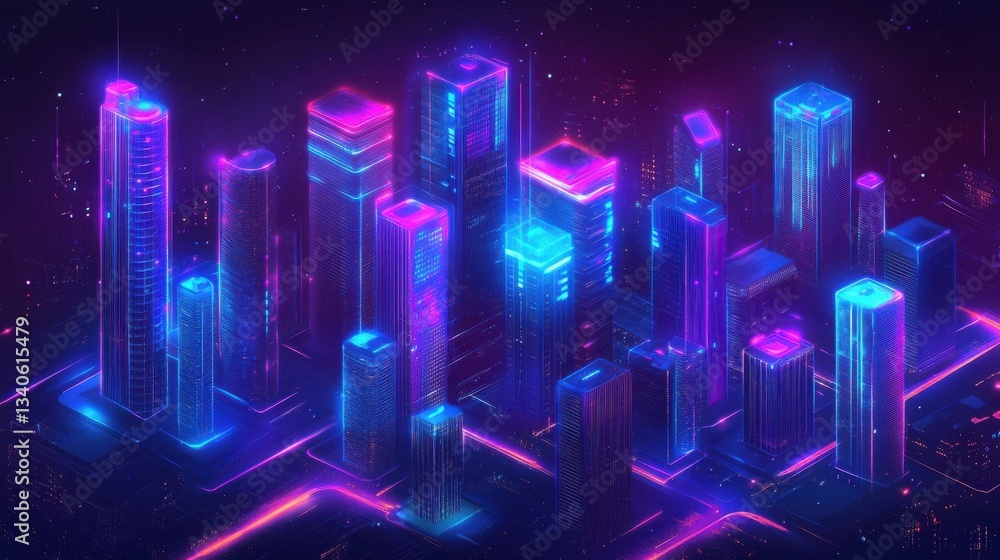 Poster futuristic user interface with a hologram of the city. game interfaces graphical technical control. 