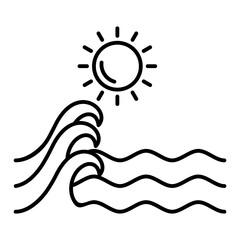 ocean waves icon with sun