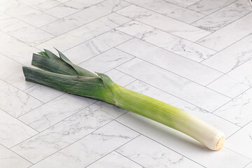 Raw ripe green leek onion