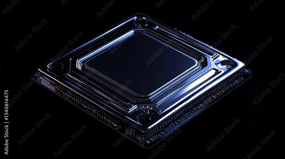 Poster aerial view isolated cpu, central processing unit, computer chip, microchip, processor, high-resolut