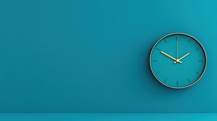 Teal Timepiece: Minimalist Clock on a Teal Wall