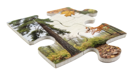 One jigsaw puzzle piece in high detail, isolated on a white background