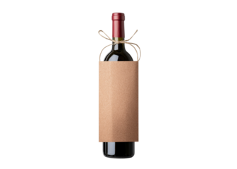 Red wine bottle with blank label on transparent background. Perfect for mockups and product presentations.