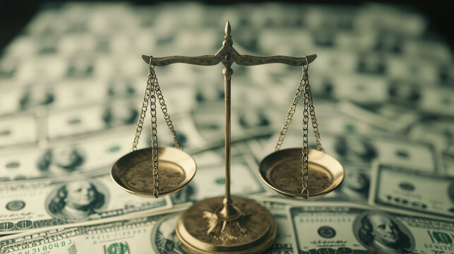 balance scale tipped over with debt outweighing money