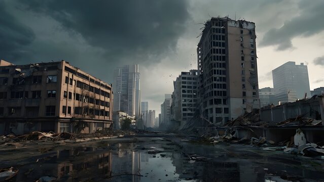Post-Apocalyptic Urban Ruins: AI-Generated City Destruction