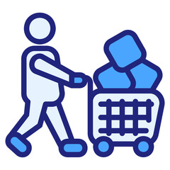 Male shopping blue icon