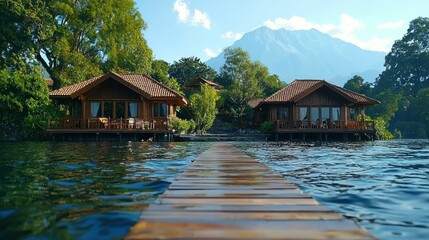 Serene Lakeside Cabins with Mountain View
