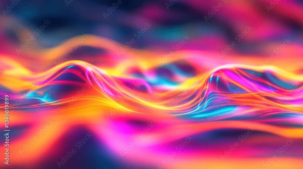 Poster vibrant colors swirl together, forming flowing waves of light that create a captivating, dynamic atm