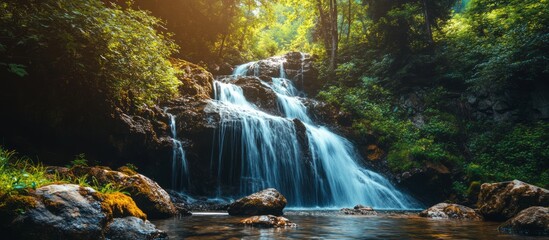 Waterfall on the forest.