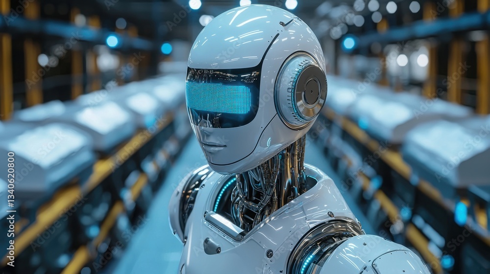 Poster industrial robot working diligently in a factory setting showcasing advanced technology and automati