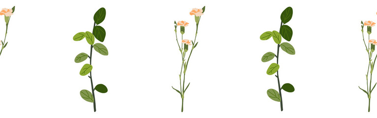 Obraz premium Floral border flowers and leaves on a white background. Hand-drawn illustration. Perfect for spring and summer.