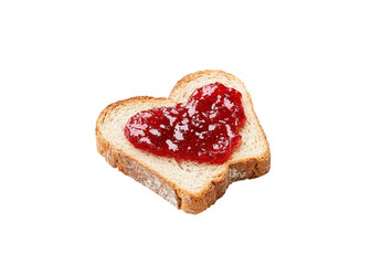 Obraz premium Heart shaped toast with strawberry jam on a transparent background. Concept for love, breakfast, and Valentine's Day.