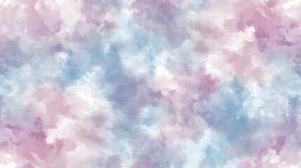 Fototapeta premium Soft pastel watercolor background with fluffy clouds in pink, blue and purple colors. Abstract background.