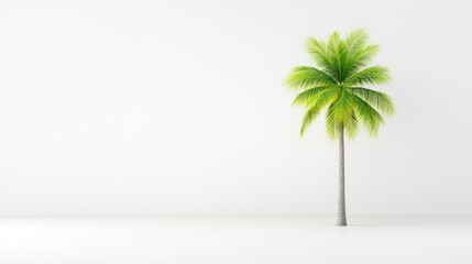 Obraz premium Single Palm Tree in Minimalist White Room Setting