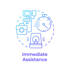 Immediate assistance blue gradient concept icon. Prompt response to patient needs. Quality of medical service. Round shape line illustration. Abstract idea. Graphic design. Easy to use in application