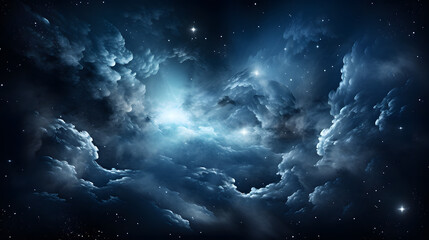 Fototapeta premium Enchanting nebula with stars in the sky captured in a cosmic scene surrounded by dark cosmic expanses for a stunning astronomical display.