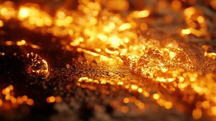 Fire reflection shines brightly on rough metal surface in warm light during the evening