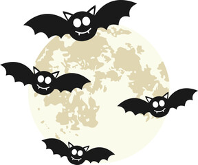 Halloween Bats Flying With Moon