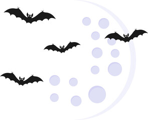 Halloween Bats Flying With Moon