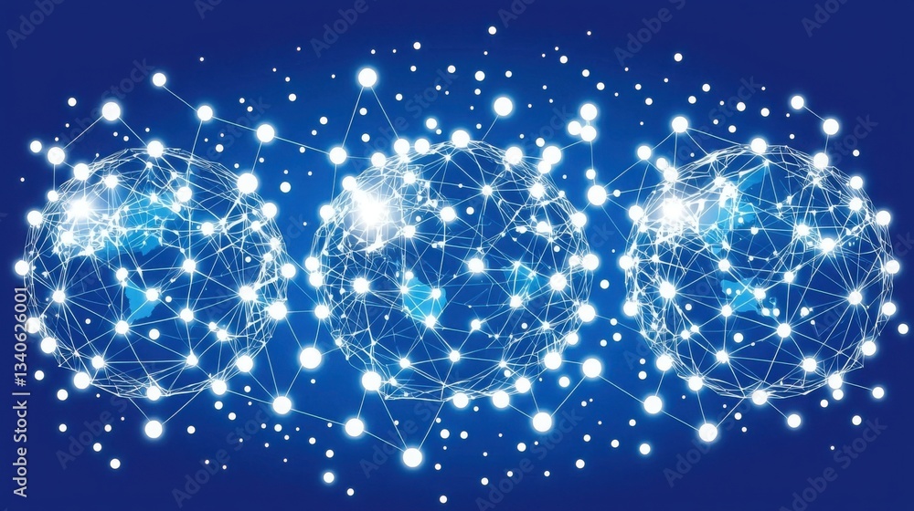 Poster a sphere displaying connected dots representing a network in the context of ai-powered cybersecurity