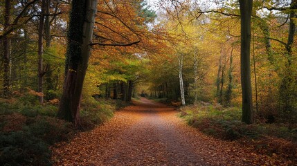Obraz premium Woodland walk in the new forest in Autumn.