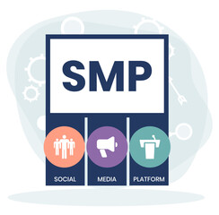 SMP - Social Media Platform acronym, concept background. vector illustration concept with keywords and icons. lettering illustration with icons for web banner, flyer, landing page
