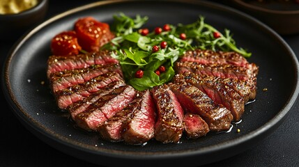 Deliciously Prepared Sliced Steak Served With Vegetables On a Plate