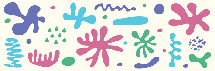 Set of hand drawn organic shapes. Design with abstract elements. Vector illustration