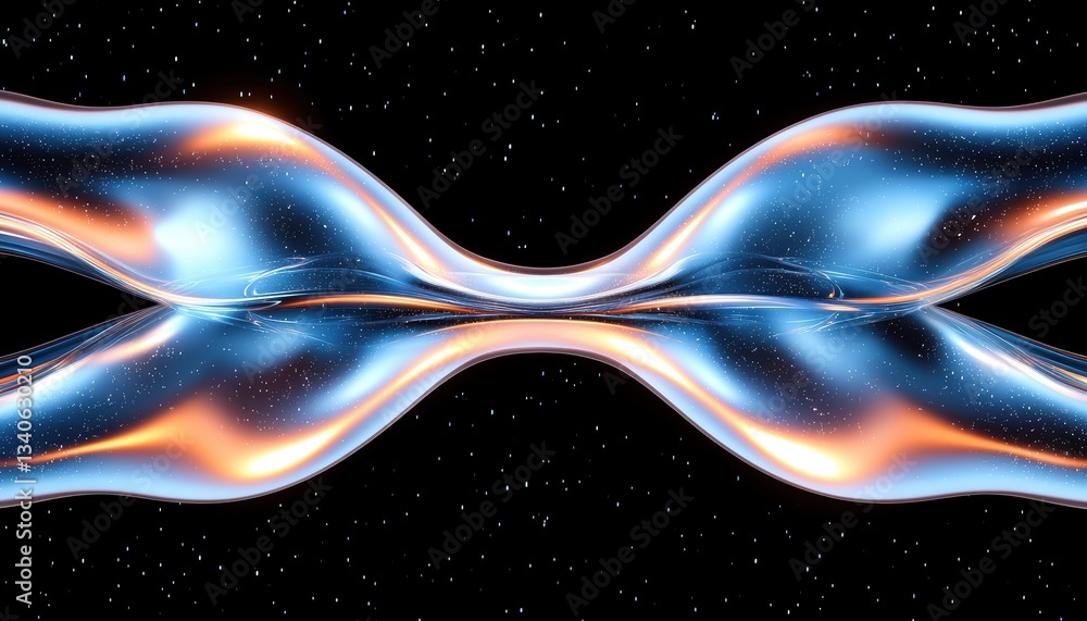 Poster seamless tessellated ethereal plasma tunnels opening into parallel realities, futuristic deep-space 