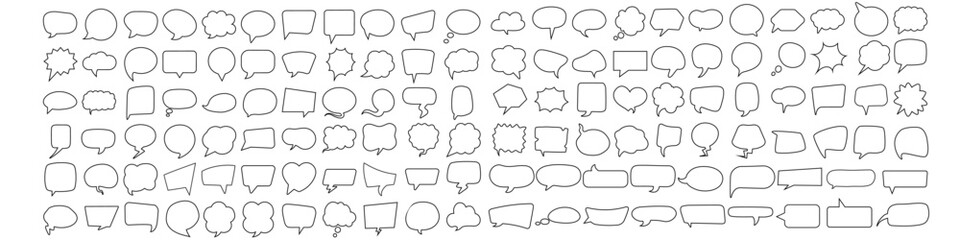 Obraz premium Speech bubble vector icon set. Chat illustration sign collection. Message symbol. Text bubble logo.