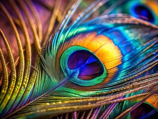 Obraz premium Peacock Feathers: Close-up Macro Shot with High Depth of Field