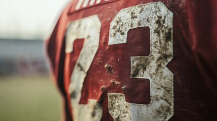 Close-up of a Dirty Football Jersey