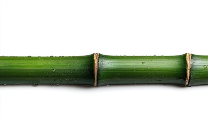 Fototapeta premium Single Green Bamboo Stem with Water Droplets