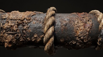 Rusty Metal Pipe with Rope Detail