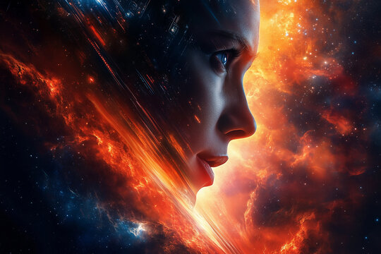 Premiere poster features a striking sci-fi design highlighting a female figure against a cosmic backdrop - Powered by Adobe