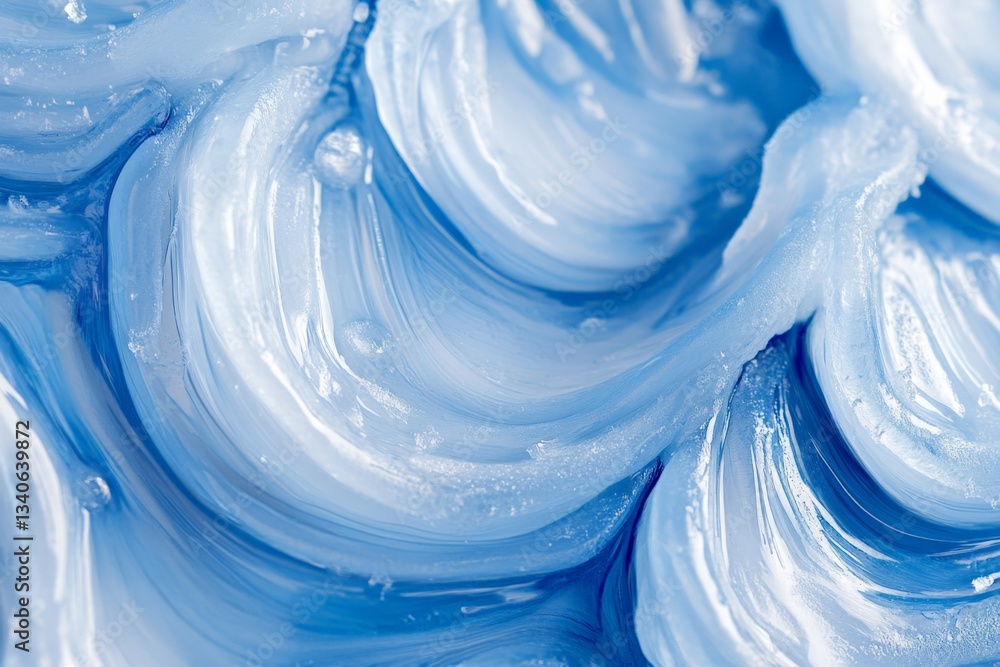 Poster swirls of blue paint create a vibrant texture on canvas in a close-up view of modern art