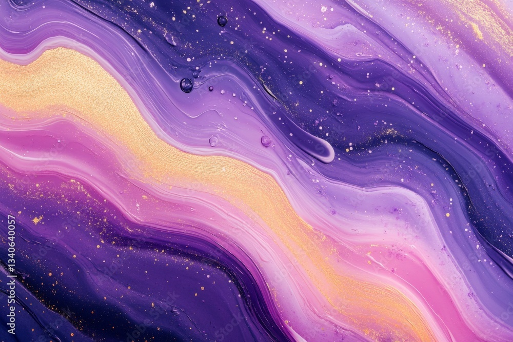 Poster swirls of purple and gold create an abstract art piece captivating viewers with fluid elegance and v
