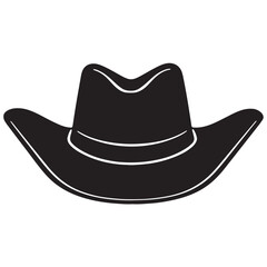 cowboy hat icon illustration, cowboy stetson hat black silhouette, vector cowboy hat silhouette - Vector