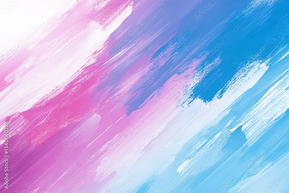 Poster Artistic blend of pink and blue paint strokes creating a vibrant abstract composition