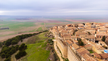 Fototapeta premium Aerial view of the small medieval town of Urueña. Castile and León, Spain.