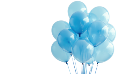 Bright blue balloons float cheerfully, captured in a simple yet enchanting arrangement