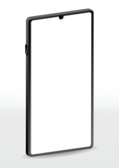 Realistic smartphone mockup. Mobile phone vector with isolated on white background. Device front view. 3D mobile phone with shadow. Realistic, high quality smart phone mockup for ui ux presentation.