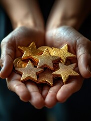 Golden Stars in Hands: A Symbol of Achievement and Success