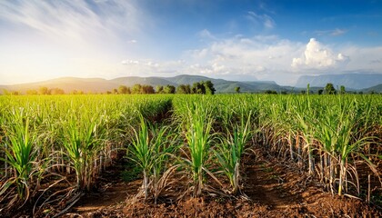 sugarcane crops grow in field