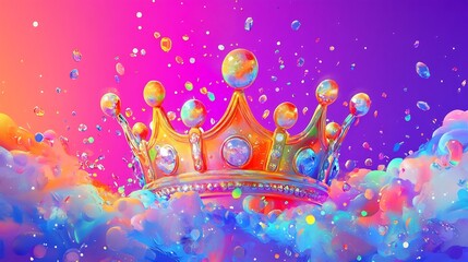 Playful cartoon crown clipart vibrant colors sparkling effects and a fun royal vibe for childrens designs