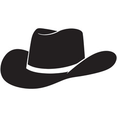 cowboy hat icon illustration, cowboy stetson hat black silhouette, vector cowboy hat silhouette - Vector